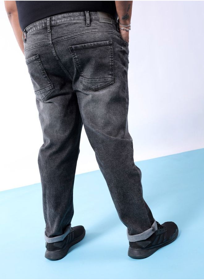Men Plus Size Slim Fit Solid Mid-Rise Stretchable Jeans