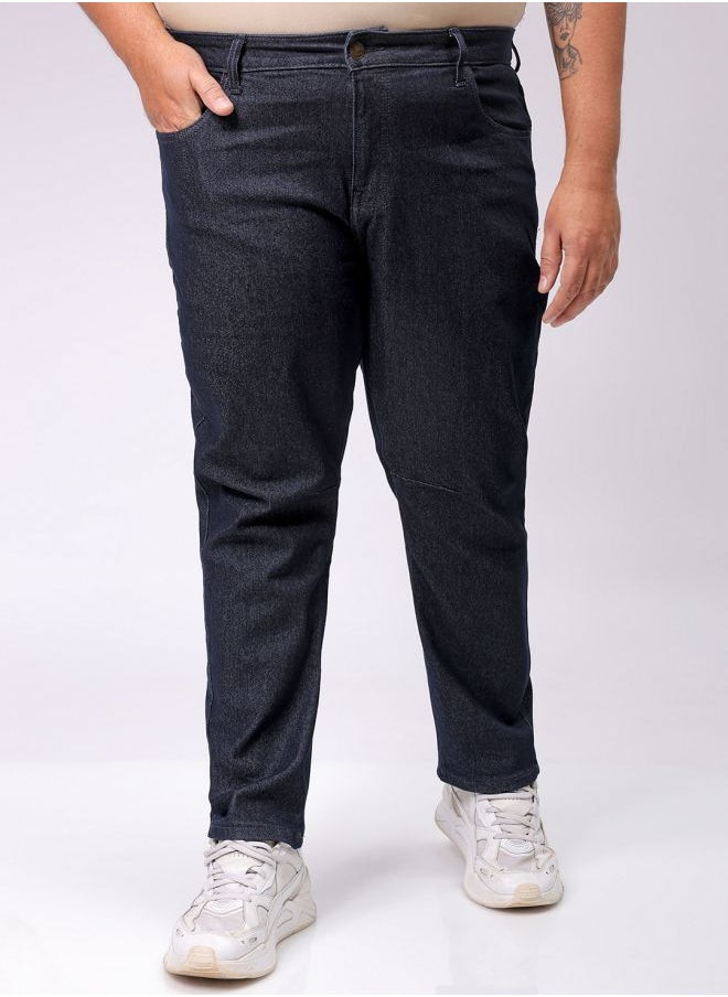 Men Plus Size Carrot Fit Solid Mid-Rise Stretchable Jeans