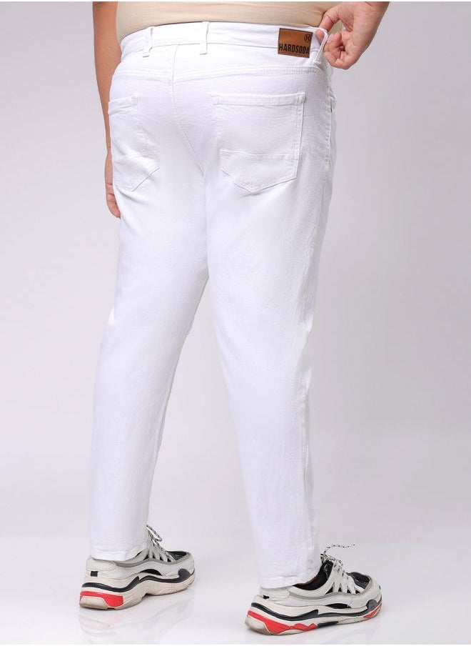 Men Plus Size Carrot Fit Solid Mid-Rise Stretchable Jeans