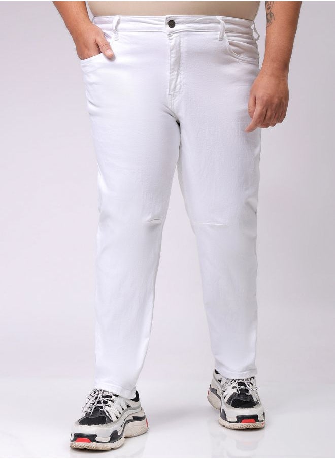 Men Plus Size Carrot Fit Solid Mid-Rise Stretchable Jeans