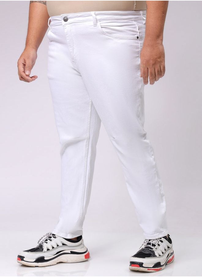 Men Plus Size Carrot Fit Solid Mid-Rise Stretchable Jeans