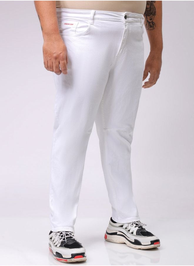 Men Plus Size Carrot Fit Solid Mid-Rise Stretchable Jeans