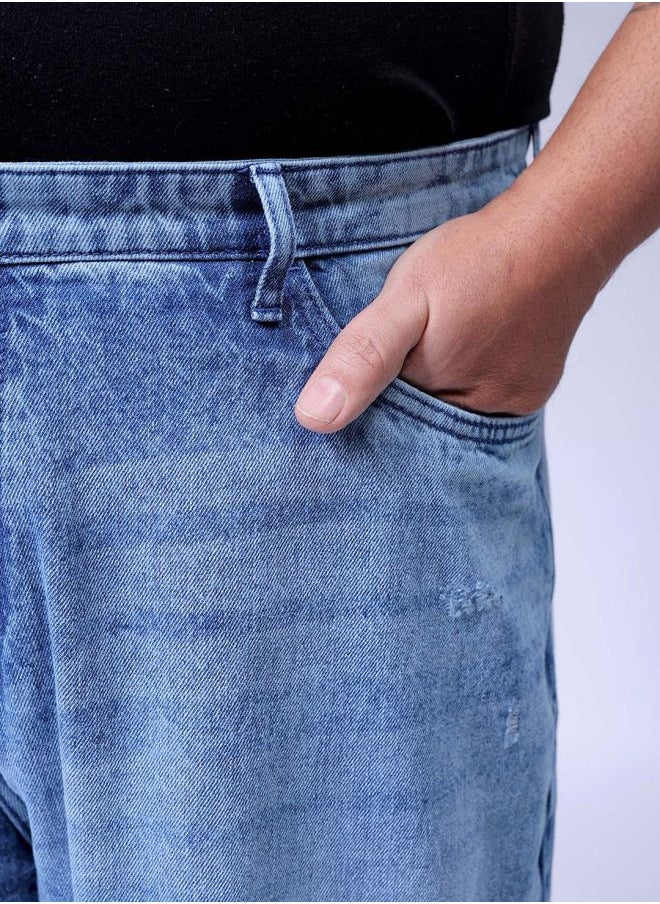 Men Plus Size Baggy Fit Solid Mid-Rise Jeans