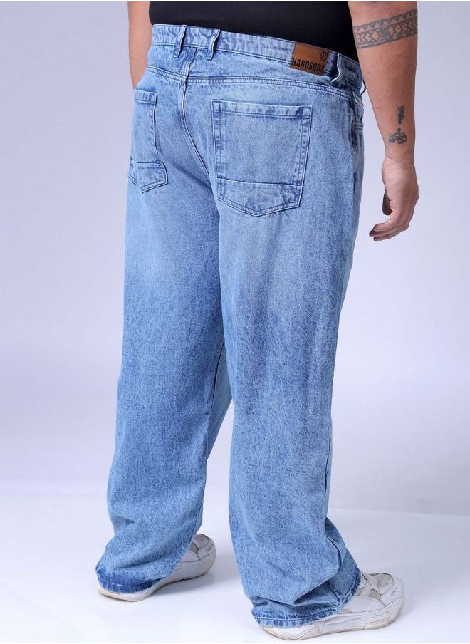 Men Plus Size Baggy Fit Solid Mid-Rise Jeans