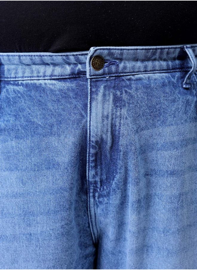 Men Plus Size Baggy Fit Solid Mid-Rise Jeans