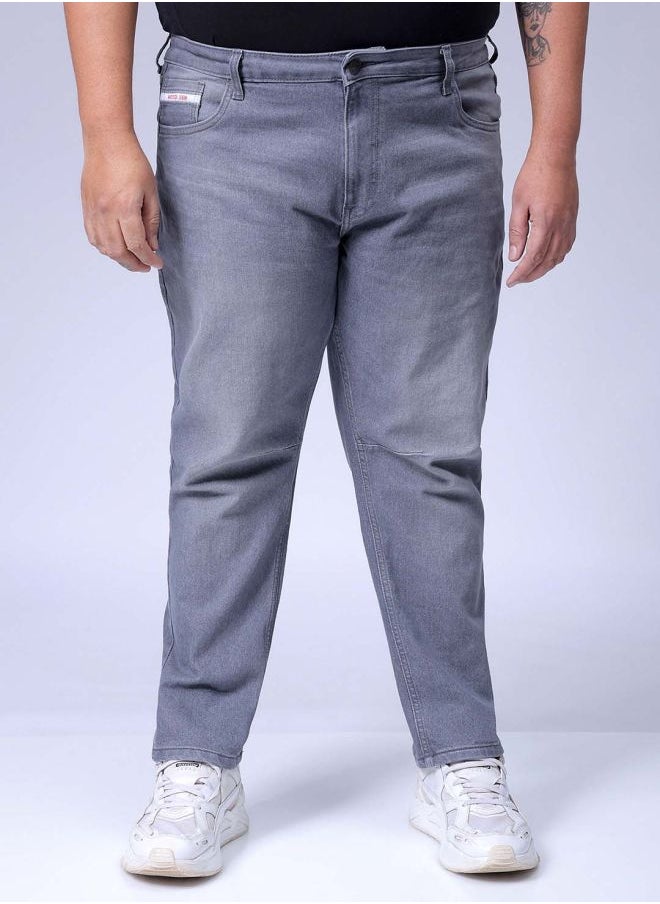 Men Plus Size Carrot Fit Solid Mid-Rise Stretchable Jeans