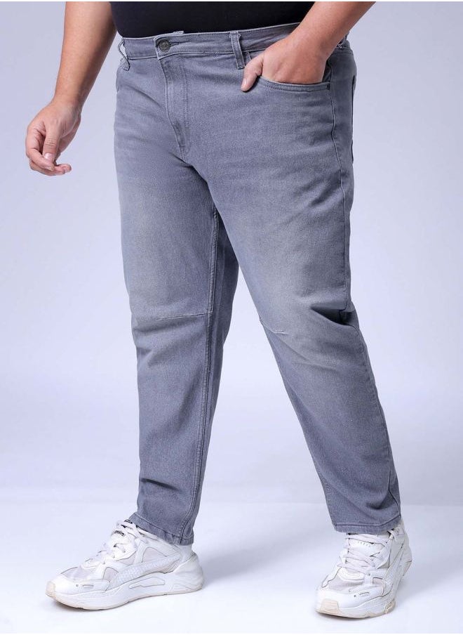 Men Plus Size Carrot Fit Solid Mid-Rise Stretchable Jeans
