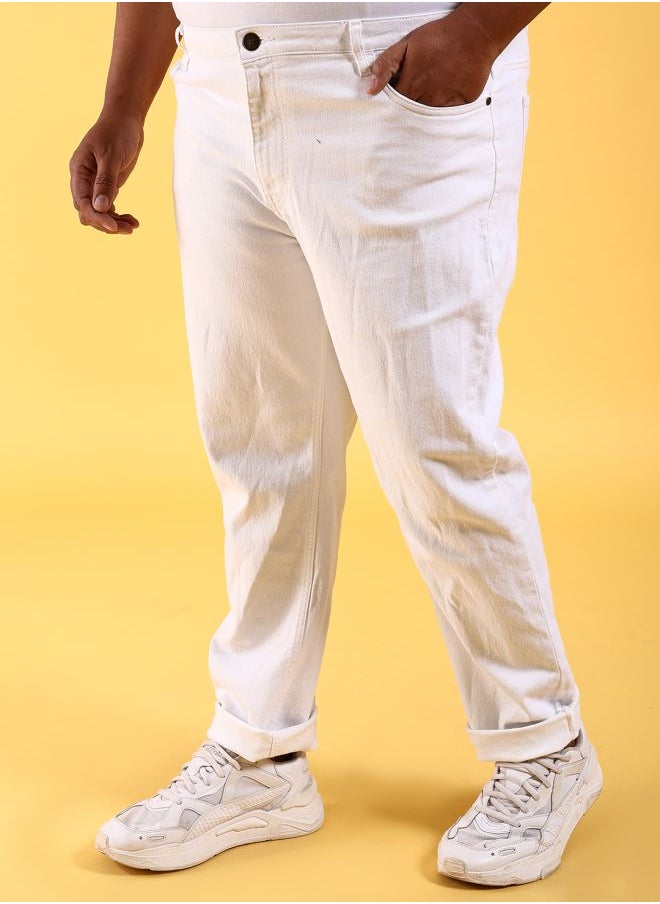 Men Plus Size Slim Fit Solid Mid-Rise Stretchable Jeans
