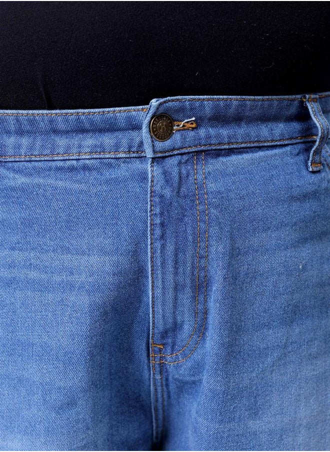 Men Plus Size Baggy Fit Solid Mid-Rise Jeans
