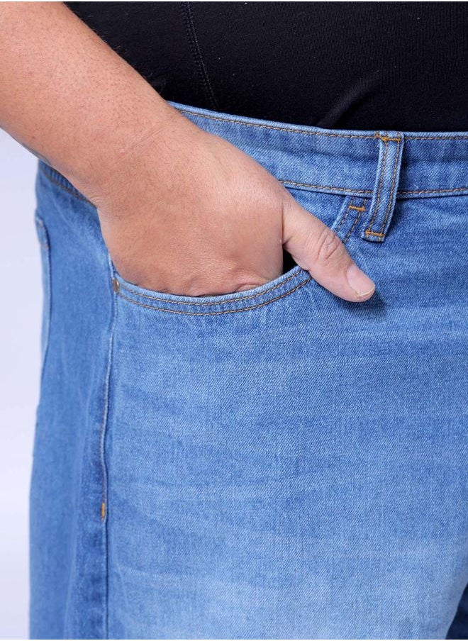 Men Plus Size Baggy Fit Solid Mid-Rise Jeans