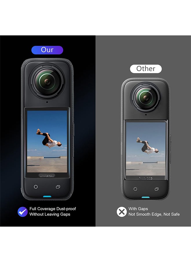 O Ozone Silicone Protective Case for Insta360 X4 Accessories + (2 Pack) Tempered Glass Screen Protector Film + Silicone Desktop Base Stand Non-Slip Mount Accessories for Insta360 X4 - Black