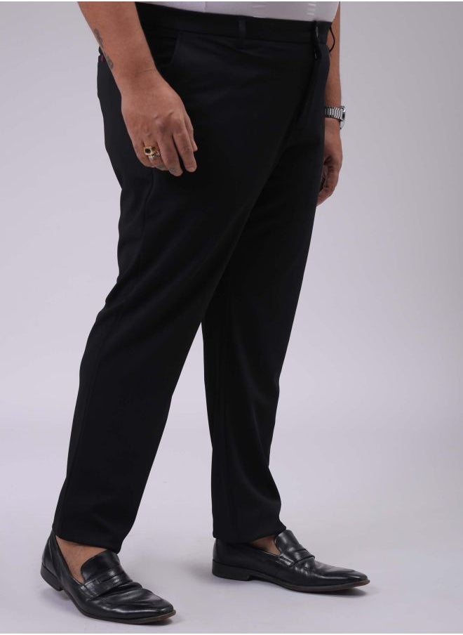 Men Plus Size Regular Fit Solid Mid-Rise Stretchable Chinos