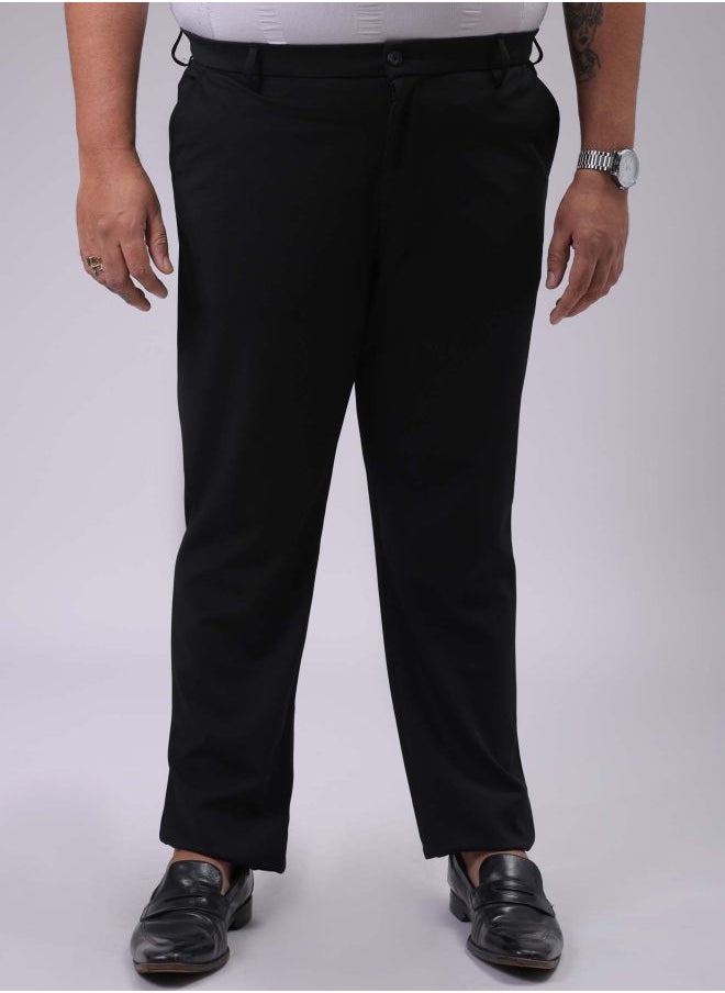 Men Plus Size Regular Fit Solid Mid-Rise Stretchable Chinos