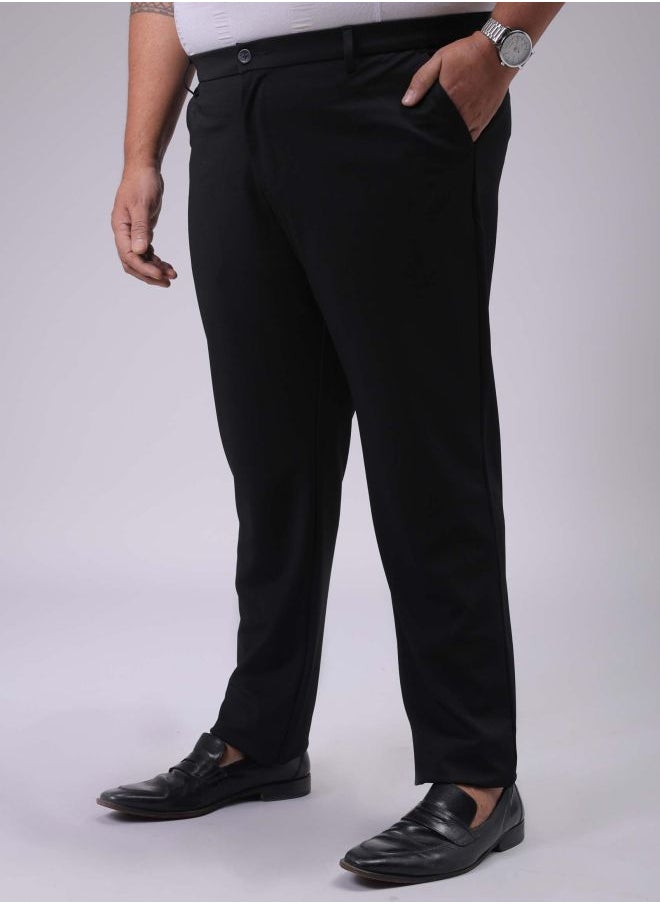Men Plus Size Regular Fit Solid Mid-Rise Stretchable Chinos