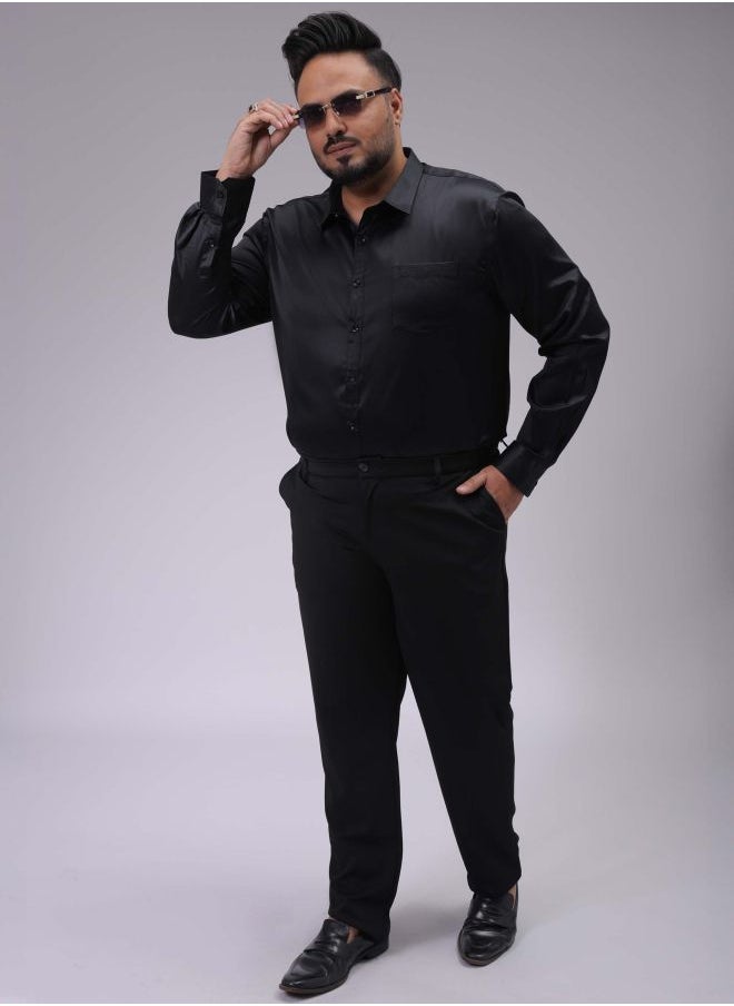 Men Plus Size Regular Fit Solid Mid-Rise Stretchable Chinos