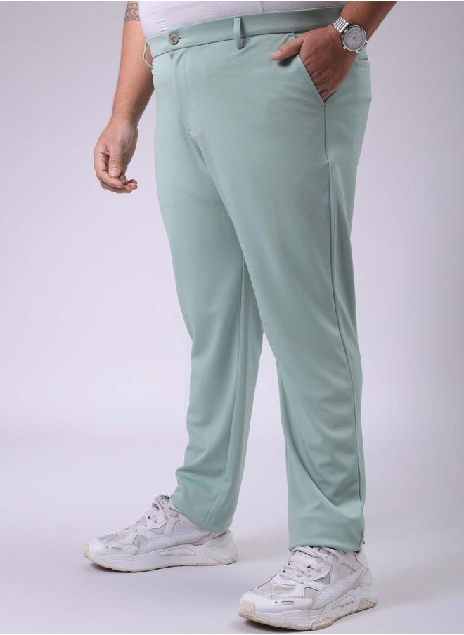 Men Plus Size Regular Fit Solid Mid-Rise Stretchable Chinos