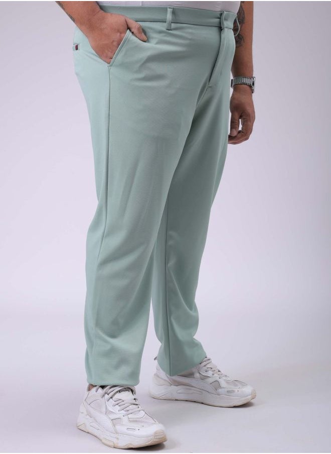 Men Plus Size Regular Fit Solid Mid-Rise Stretchable Chinos