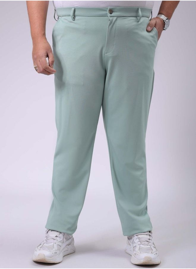Men Plus Size Regular Fit Solid Mid-Rise Stretchable Chinos