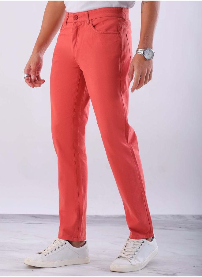 Men Slim Fit Solid Mid-Rise Chinos