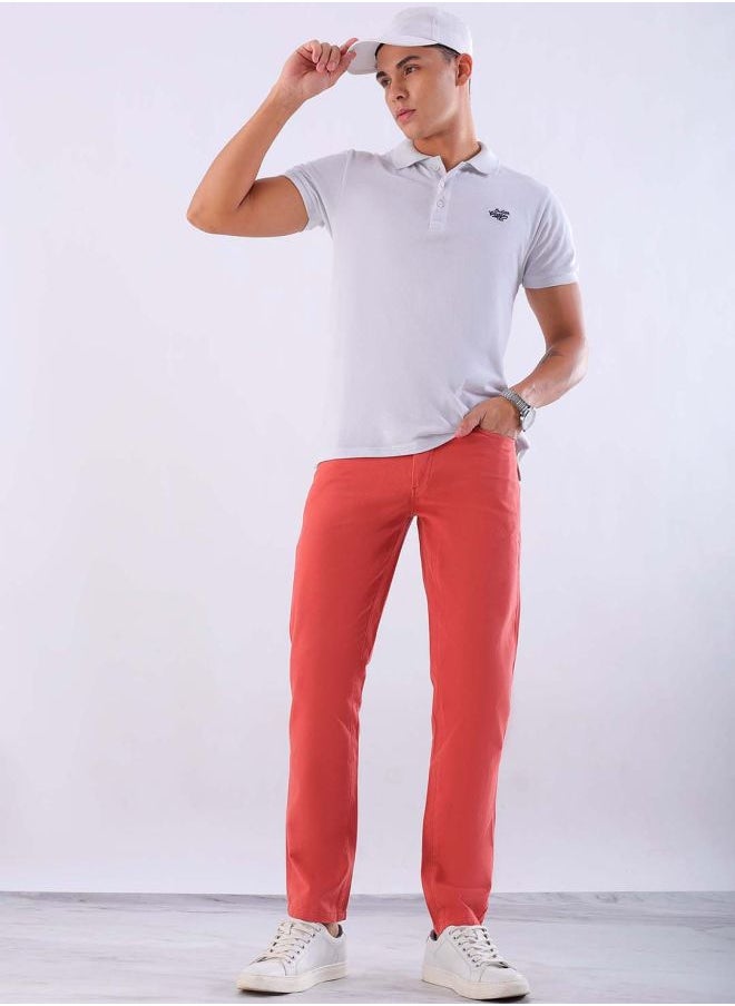 Men Slim Fit Solid Mid-Rise Chinos