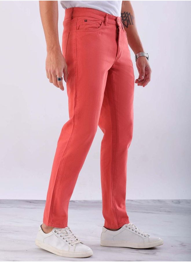Men Slim Fit Solid Mid-Rise Chinos