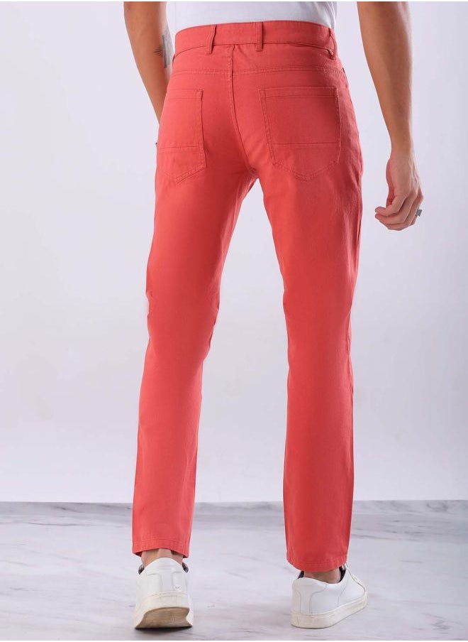 Men Slim Fit Solid Mid-Rise Chinos