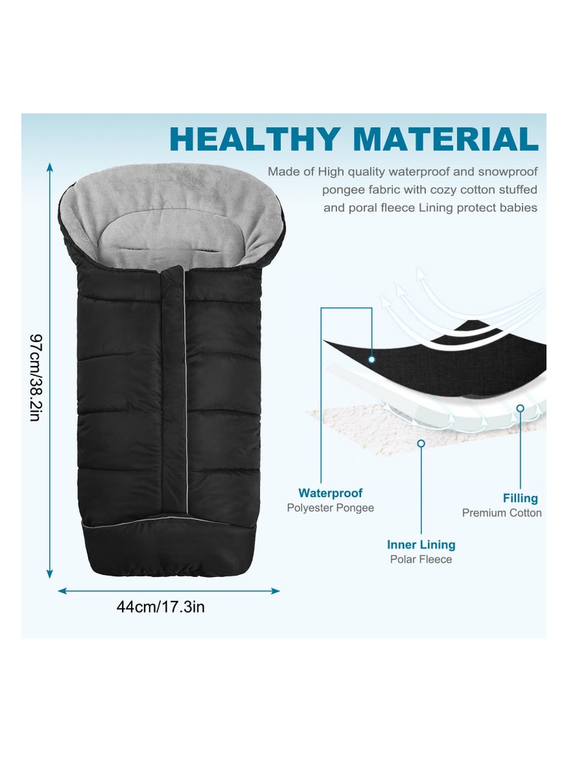 Universal Winter Stroller Footmuff with Adjustable Hood - Cozy Fleece Lined Sleeping Bag for Pushchairs and Prams