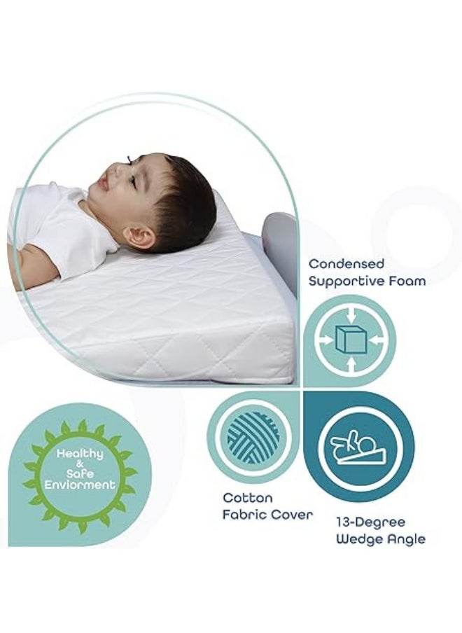 KUSTOMDECO Crib Wedge For Reflux & Colic, Cotton & Waterproof Covers, Baby Sleep Positioner For Over Or Under The Mattress, New-Born'S Sleep Solution