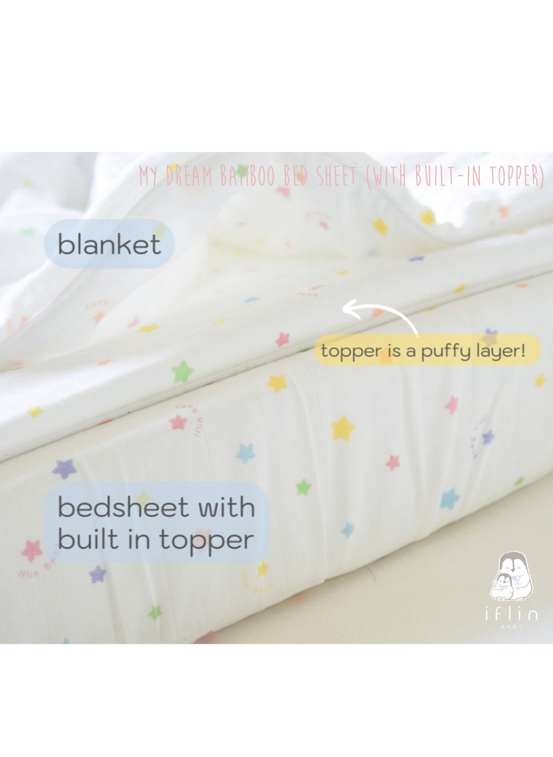My Dream Bamboo Bed Sheet 70x120cm (with Built-in Topper) - Playful Sky