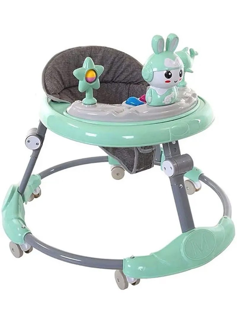 Baby Walker with Musical Toys | Assorted Color | Foldable & Adjustable Height for Boys and Girls | Comfortable Seat | Baby Learning Walker (6+ Months)
