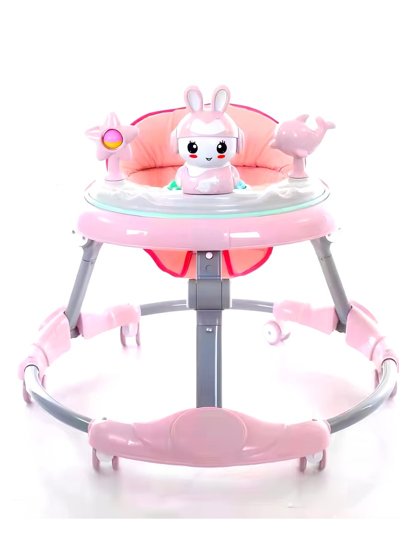 Baby Walker with Musical Toys | Assorted Color | Foldable & Adjustable Height for Boys and Girls | Comfortable Seat | Baby Learning Walker (6+ Months)