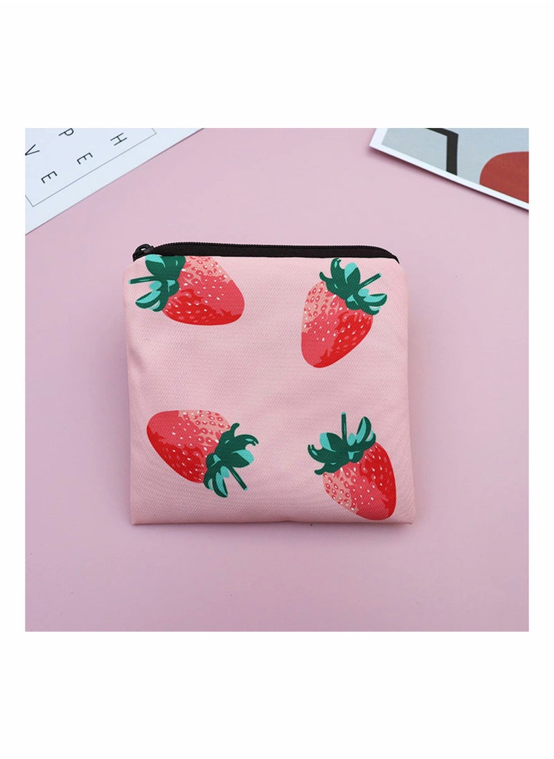 Cartoon Sanitary Napkin Storage Bag, 3 Pack - Zipper Closure, 5x5 inches, Period Storage for Girls, Women, Ladies - Cute Sanitary Pad Organizer.