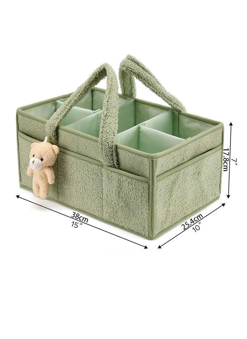 Baby diaper basket, diaper storage basket, environmentally friendly plush material, newborn gift registry and baby supplies list, compartment design, 38*25.4*18 cm, beige