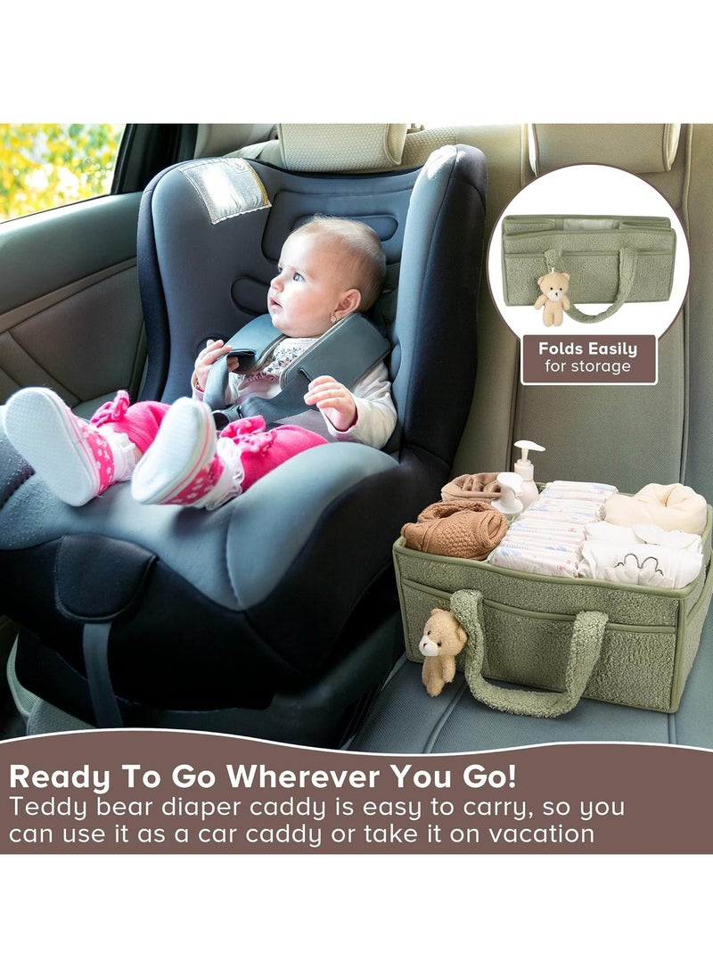 Baby diaper basket, diaper storage basket, environmentally friendly plush material, newborn gift registry and baby supplies list, compartment design, 38*25.4*18 cm, beige
