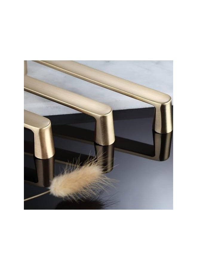 10 Pack Gold Cabinet Handles - 5 Inch Hole Centers Brushed Gold Cabinet Pulls for Cupboard Door, Dresser Drawer, Wardrobe Hardware