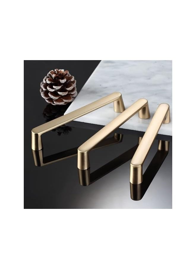 10 Pack Gold Cabinet Handles - 5 Inch Hole Centers Brushed Gold Cabinet Pulls for Cupboard Door, Dresser Drawer, Wardrobe Hardware