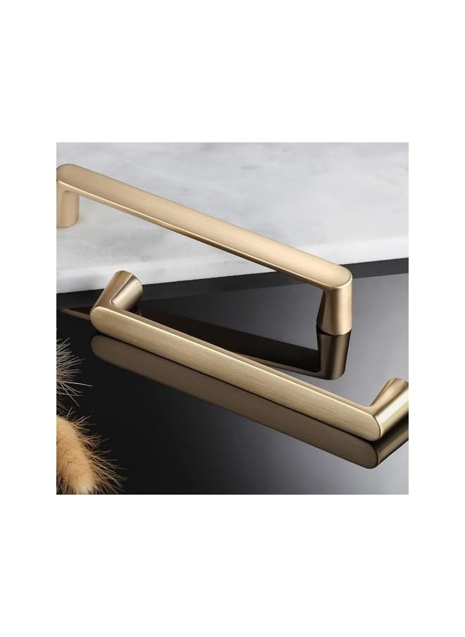 10 Pack Gold Cabinet Handles - 5 Inch Hole Centers Brushed Gold Cabinet Pulls for Cupboard Door, Dresser Drawer, Wardrobe Hardware
