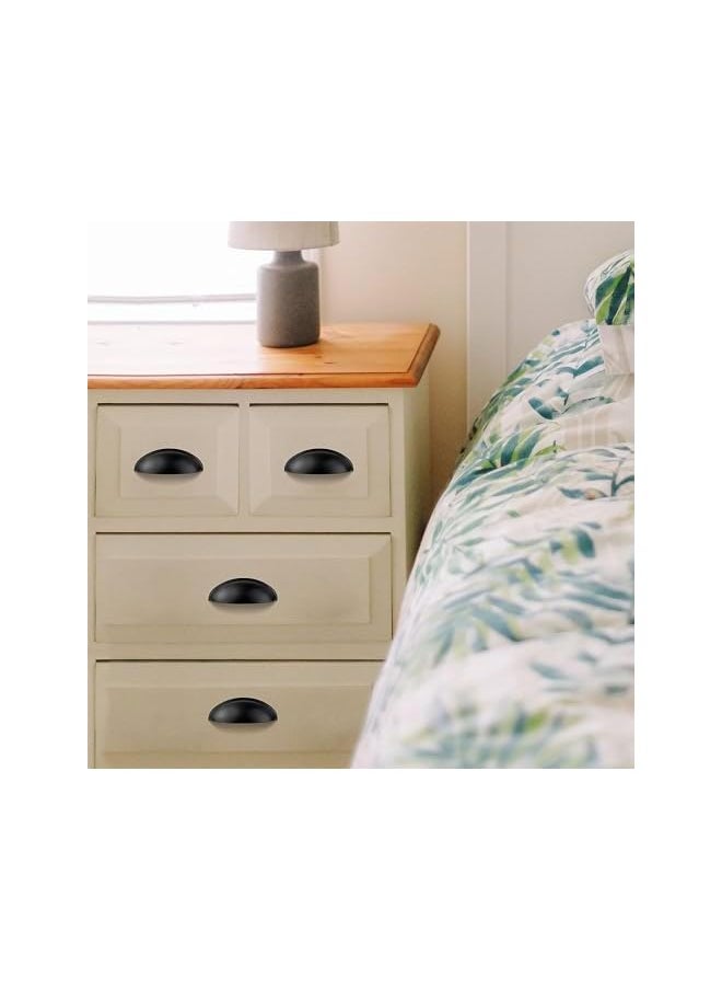 Drawer Pulls Flat Black Cabinet Cup Pulls Kitchen Hardware Cabinet Handles Drawer Handles Knobs 3 inch Hole Center,Cabinet & Furniture Pulls,4 Pack,64mm,Black