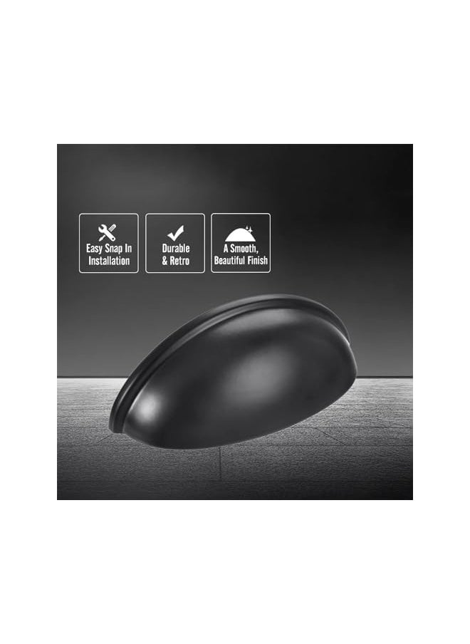 Drawer Pulls Flat Black Cabinet Cup Pulls Kitchen Hardware Cabinet Handles Drawer Handles Knobs 3 inch Hole Center,Cabinet & Furniture Pulls,4 Pack,64mm,Black