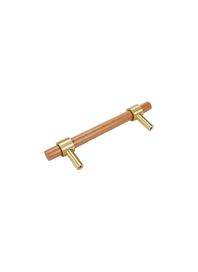 4Pcs Solid Wood Brass Cabinet Pull, Modern Wooden Pull Handles Furniture Kitchen Cabinet Handles 5.51