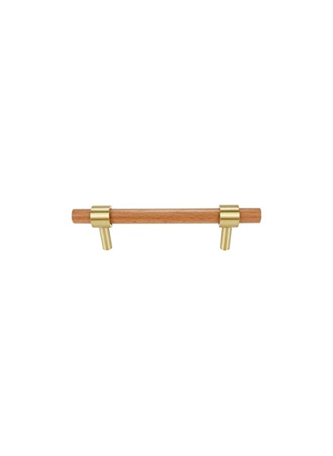 4Pcs Solid Wood Brass Cabinet Pull, Modern Wooden Pull Handles Furniture Kitchen Cabinet Handles 5.51