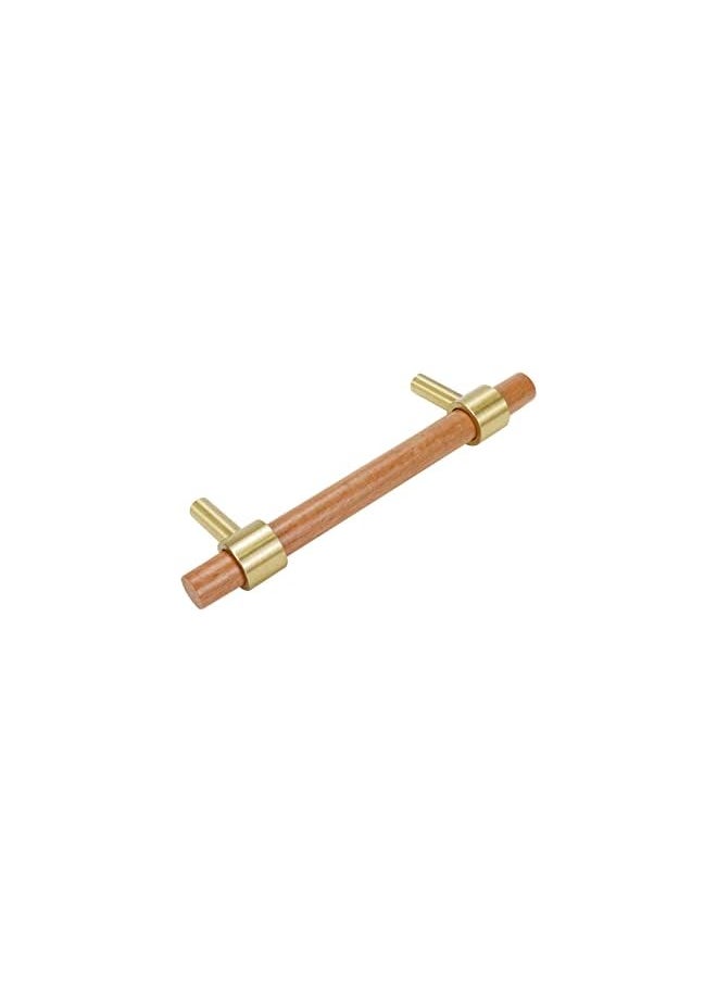 4Pcs Solid Wood Brass Cabinet Pull, Modern Wooden Pull Handles Furniture Kitchen Cabinet Handles 5.51