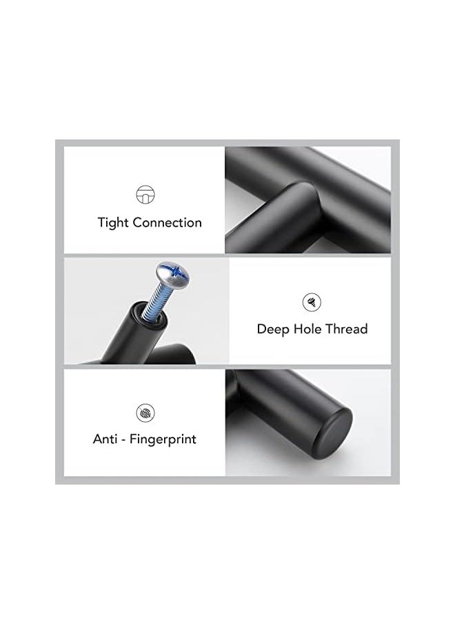 10 Pack 7.38'' Matte Black Cabinet Pulls Stainless Steel Cabinet Handles 7-3/8 inch Length Matte Black Drawer Pulls 5 inch Hole Center Kitchen Drawer Pulls