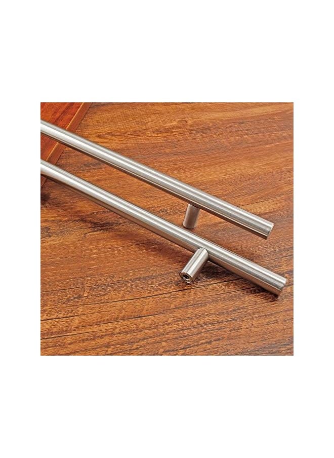 6 Pack Brushed Nickel Cupboard Handles 192mm Hole Center T Bar Handles, Stainless Steel Drawer Handles Long Wardrobe Door Handles Pulls, 300mm Length Kitchen Cabinet Handles for Bedroom Drawer