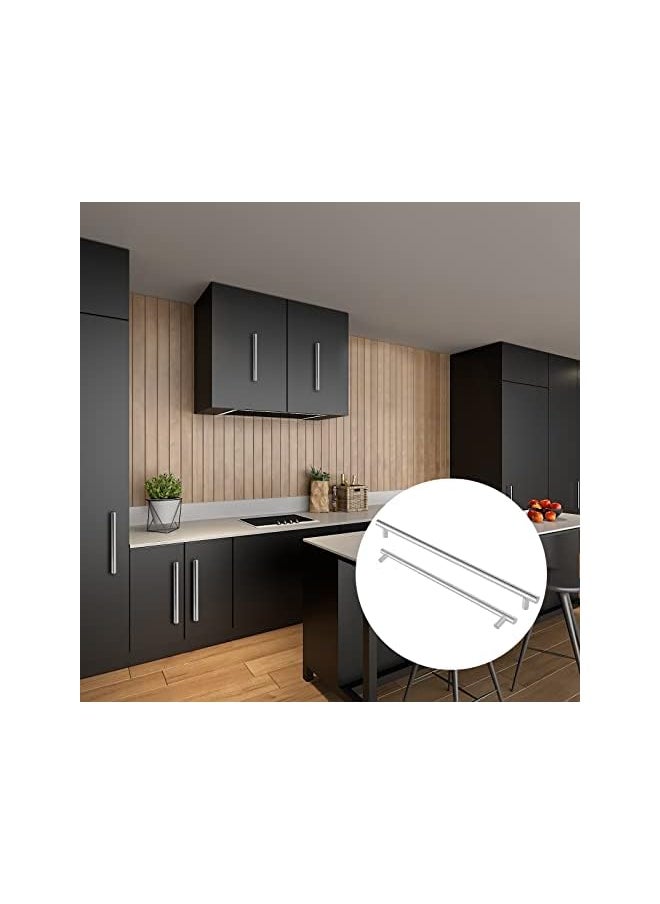 6 Pack Brushed Nickel Cupboard Handles 192mm Hole Center T Bar Handles, Stainless Steel Drawer Handles Long Wardrobe Door Handles Pulls, 300mm Length Kitchen Cabinet Handles for Bedroom Drawer