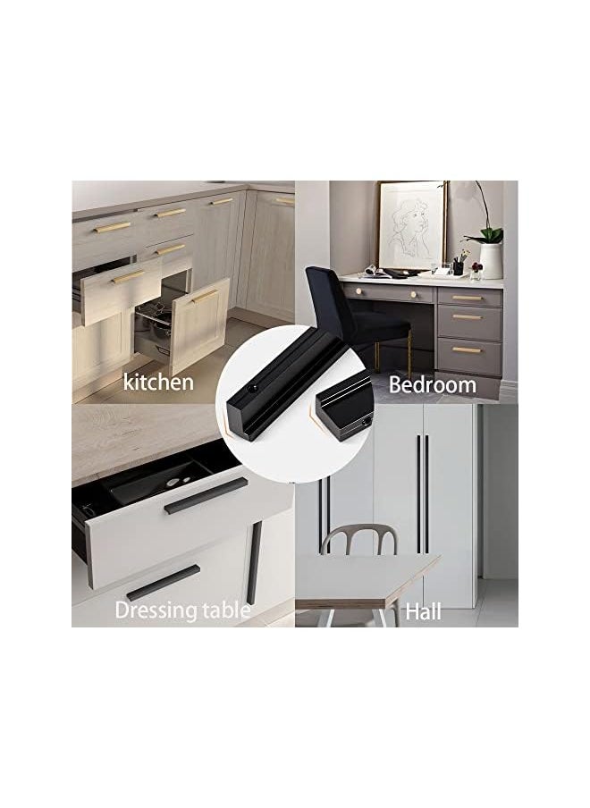Cabinet Handles 12 PCS - Black Drawer Pulls 5 in (128mm) Hole Centers - Tilted Solid Drawer Handles for Kitchen Cabinet Pulls - Finger Pull