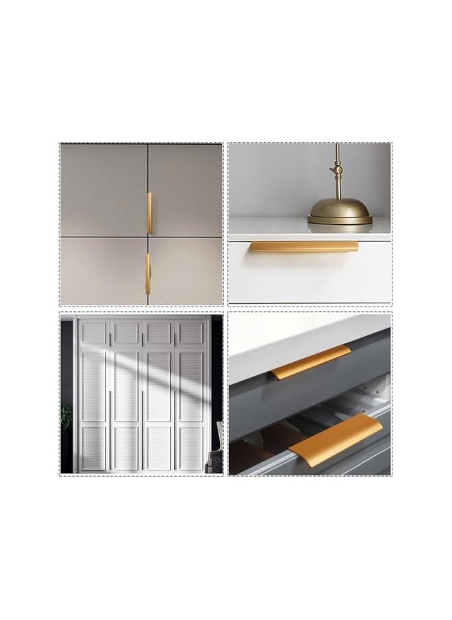 Gold Edge Finger Pulls for Cabinets Wardrobes 8 Pack, Modern Style Drawer Handles, Handles Drawer Pulls Modern Aluminum Concealed Tab Pulls for Closet Door,(150mm)