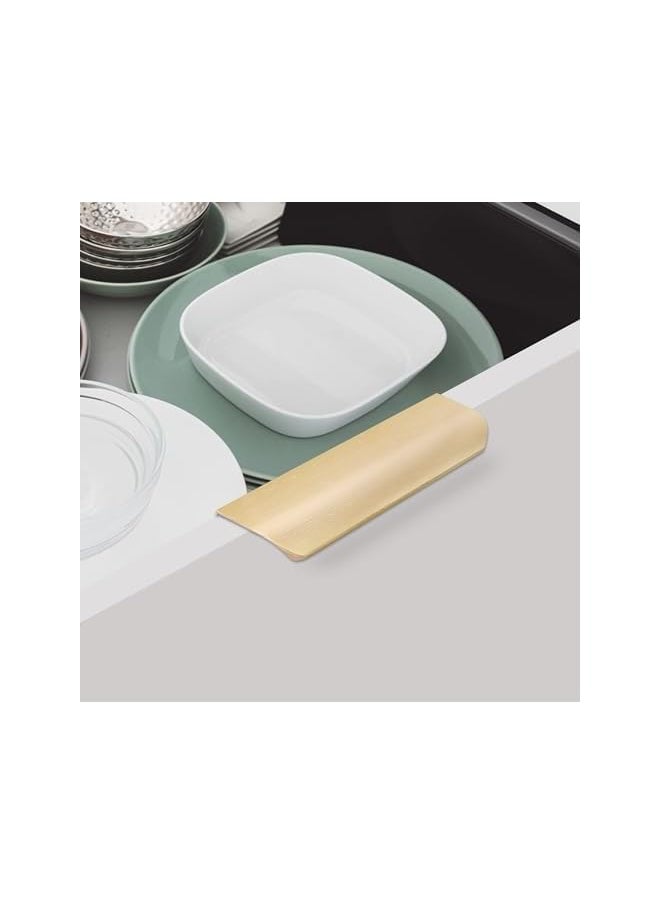 5 Pack Gold Finger Edge Pulls for Cabinets Drawer Pulls Kitchen Cabinet Handles Modern Aluminum Concealed Tab Pulls for Closet Door, Brushed Brass
