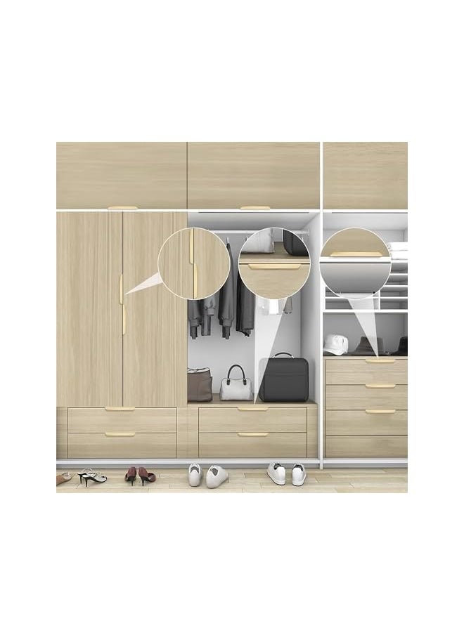 5 Pack Gold Finger Edge Pulls for Cabinets Drawer Pulls Kitchen Cabinet Handles Modern Aluminum Concealed Tab Pulls for Closet Door, Brushed Brass