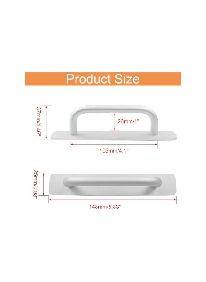 Cabinet Drawer Handles Pulls of Self-Stick Instant,Aluminum Alloy Push Pull Handles Helper with Adhesive Door Handle for Kitchen, Window Sliding Closet,148mm,2PCS,Silver